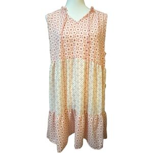 Ces Femme Women's Large‎ Sleeveless Tiered Ruffle Mini Dress Pink Barbie